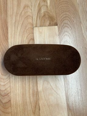 Tom Ford Dark Brown Suede Eyewear Case with Gold Logo